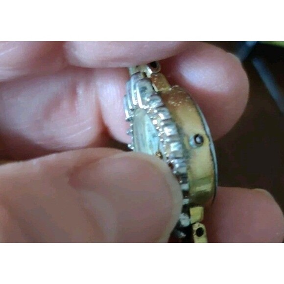 Vtg Lady’s Waltham Watch Oval Cluster Stainless Steel Japan For Parts Or Repair